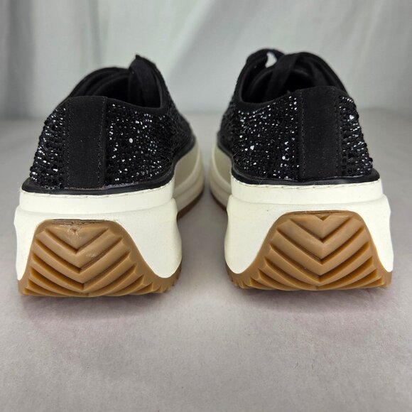 NWOT Wild Pair Highfive Lace-up Low-Top Sneakers - Black Bling - Picture 4 of 7